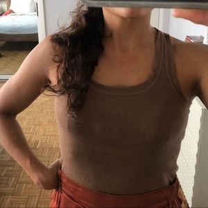 Racer back basic neutral khaki tank top